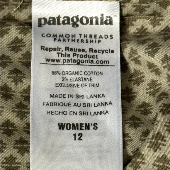 Patagonia Women Size 12 Organic Cotton Aztec Southwest Print Blue Cropped Pants - Picture 8 of 12